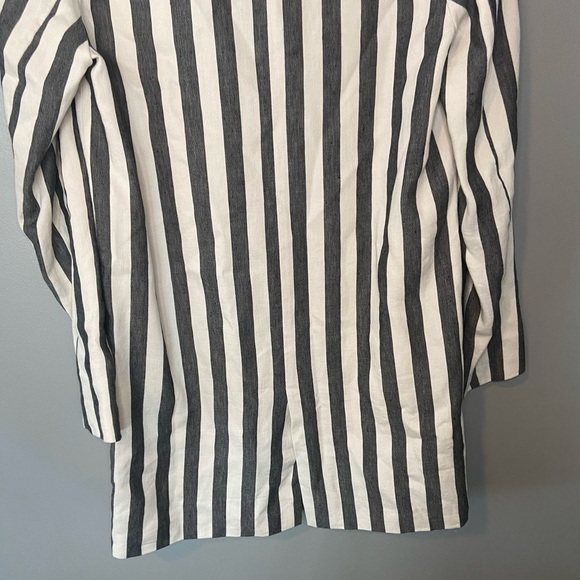 ZARA Linen Stripe Long Blazer - Picture 7 of 10